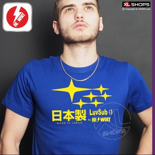 T-shirt homme MADE IN JAPAN LUVSUB RE_WOLT bleu et jaune SUBARU